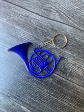 Load image into Gallery viewer, Blue French Horn Keychain Oversized/ HIMYM Gift/ Novelty Keychain/ Pop Culture/ TV Prop
