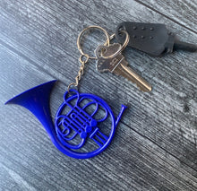 Load image into Gallery viewer, Blue French Horn Keychain Oversized/ HIMYM Gift/ Novelty Keychain/ Pop Culture/ TV Prop
